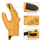 Waterproof Motorcycle Leather Gloves – Breathable Goatskin for All Seasons - Himpall